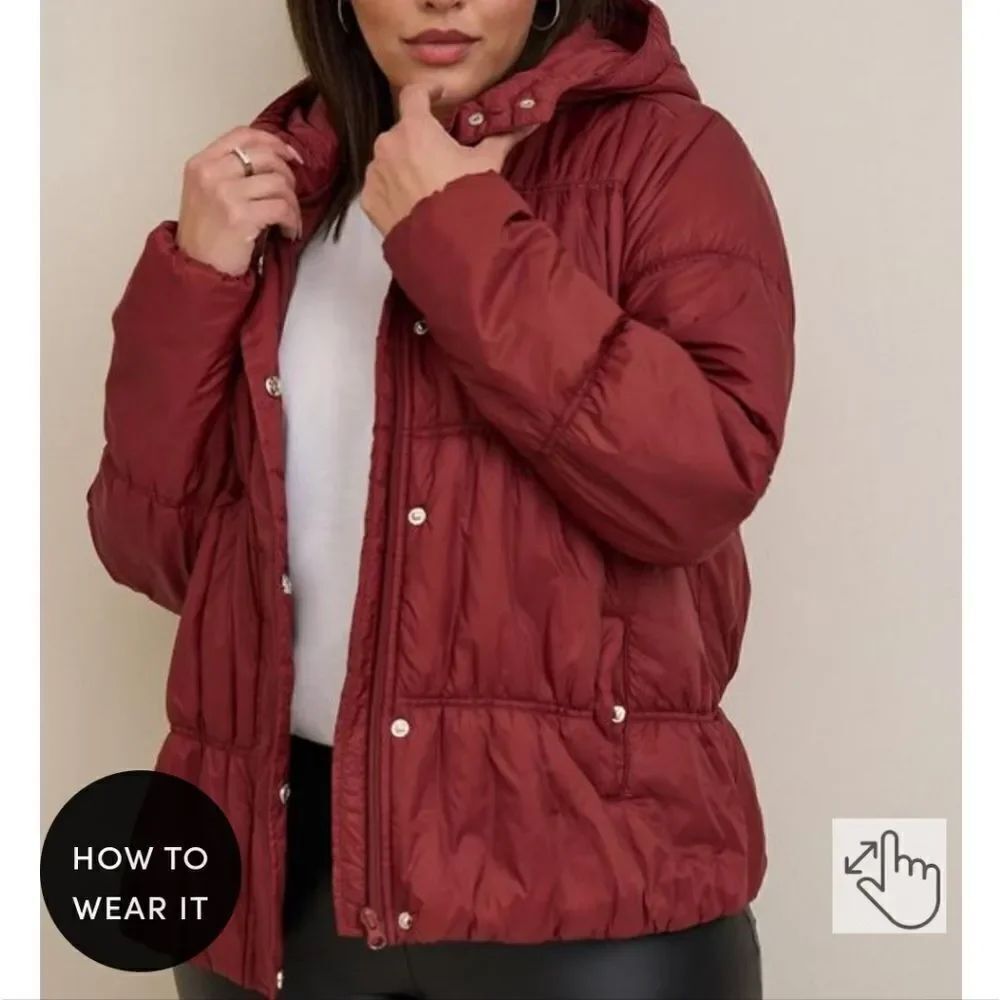 Torrid brown nylon puffer jacket new - Picture 3 of 4